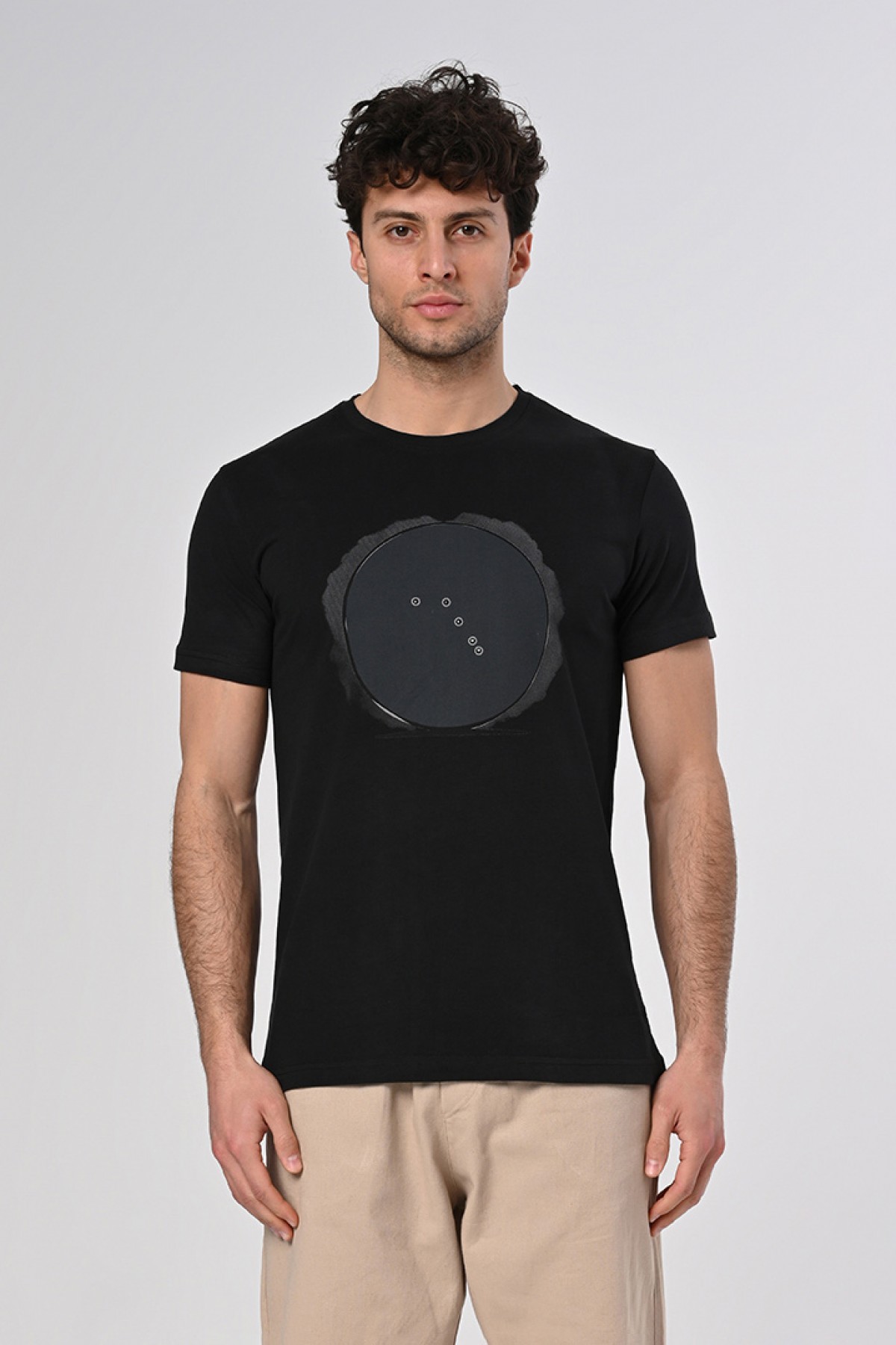 Dünya Tasarım Pamuk Bisiklet Yaka Siyah T-shirt 22’